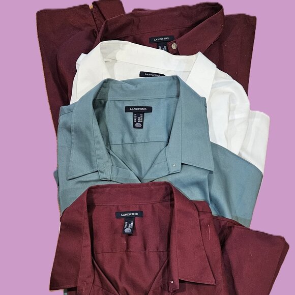 Set of 4 short sleeve Lands' End cotton button down blouses size 4X - Picture 2 of 12